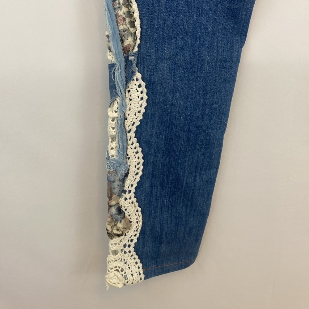 Crochet Patched High Rise Straight Leg Jeans - Picture 4 of 15